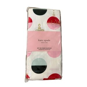 Kate Spade Colourblock Ornaments Set of 4 Napkins Cotton Holiday Christmas